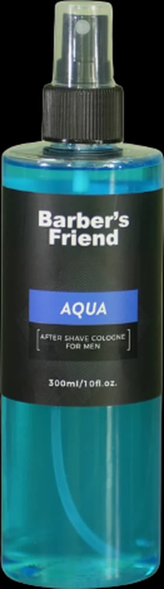 Barber's Friend Aqua aftershave cologne for men, 300ml blue spray bottle