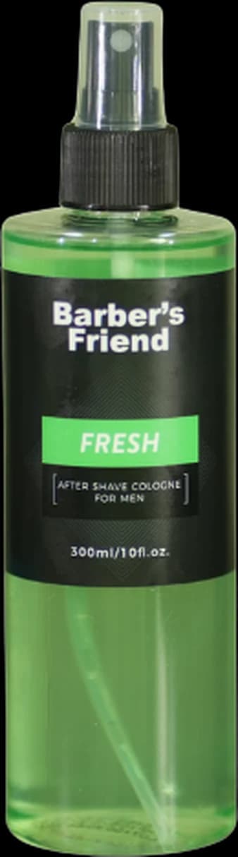 Barber's Friend Fresh aftershave cologne for men, 300ml green spray bottle