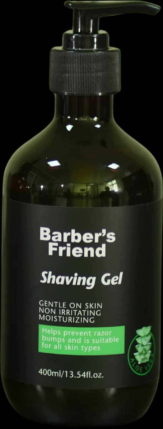 Barber's Friend Shaving Gel Aloe Vera 400ml pump bottle with green label detail