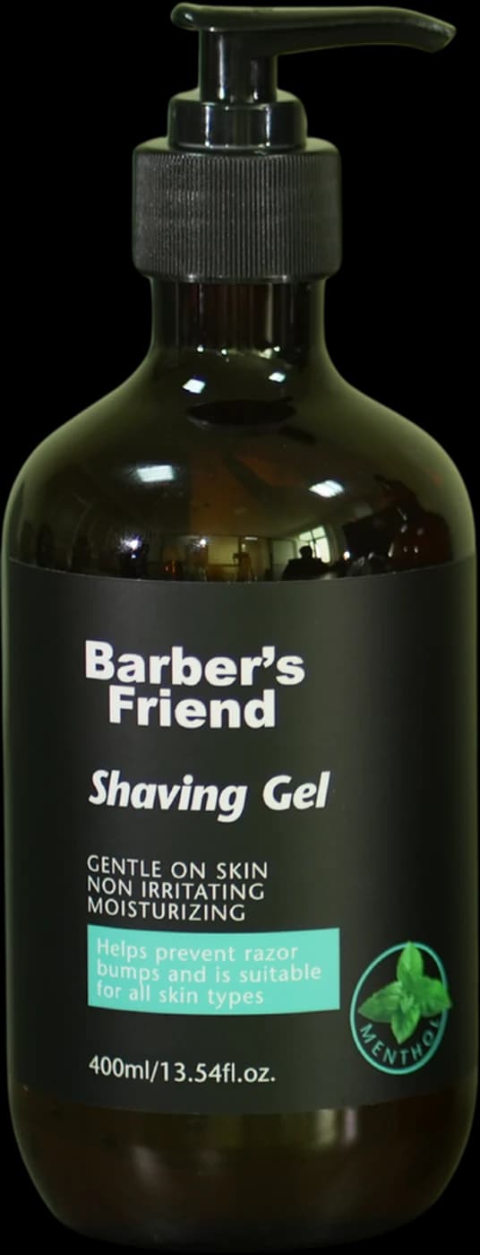 Barber's Friend Shaving Gel Menthol 400ml pump bottle with teal label detail